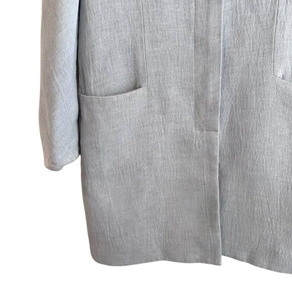Zara Women's Light Blue Linen Viscose Blend Coat Size Small - Picture 8 of 11